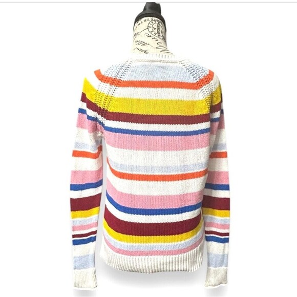 GAP Rainbow Stripe Knit Sweater Crewneck Pullover Oversized Preppy Academia XS - Picture 7 of 10